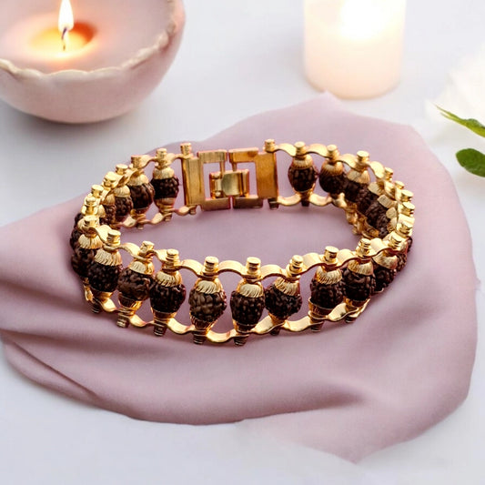 Original Panchmukhi Gold-Plated Rudraksha Bracelet