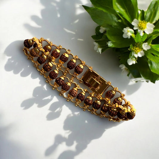 Original Panchmukhi Gold-Plated Rudraksha Bracelet