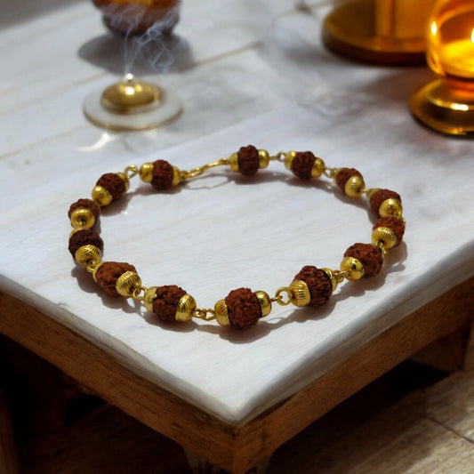 Divine Harmony Gold-Plated Rudraksh Bracelet