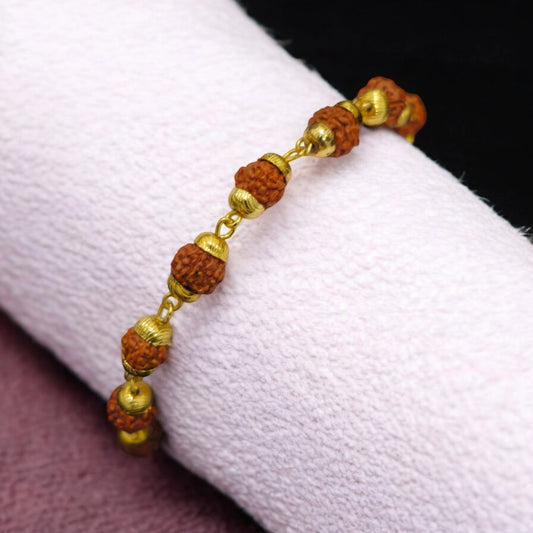 Divine Harmony Gold-Plated Rudraksh Bracelet