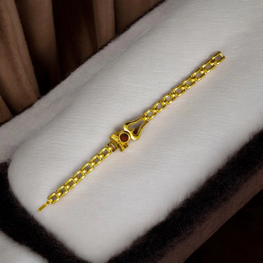 Elegant Gold Bracelet with Trishul and Rudraksh Bead
