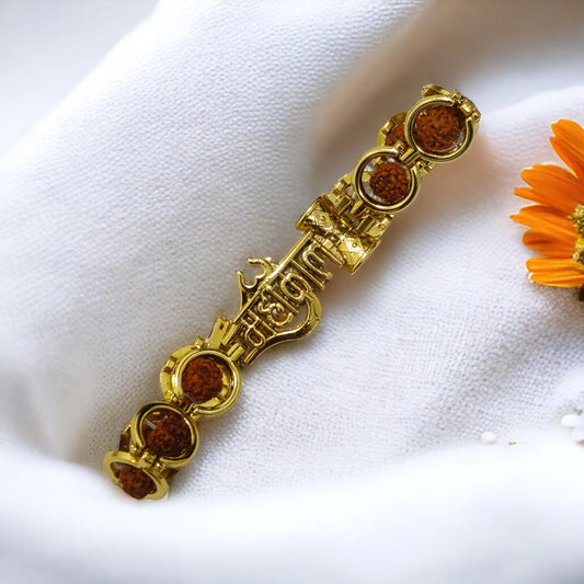 Mahakal Damru Rudraksha Bracelet with "महाकाल" Inscription