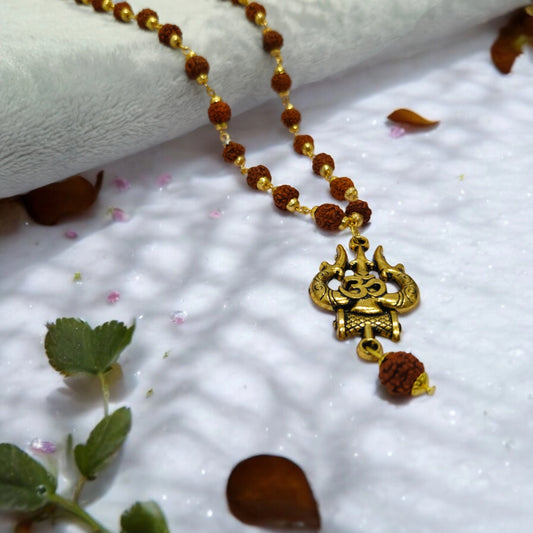 Original Panchmukhi Rudraksha Trishul Pendant Mala