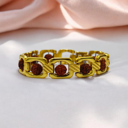 Premium Gold-Plated Rudraksha Lining Bracelet