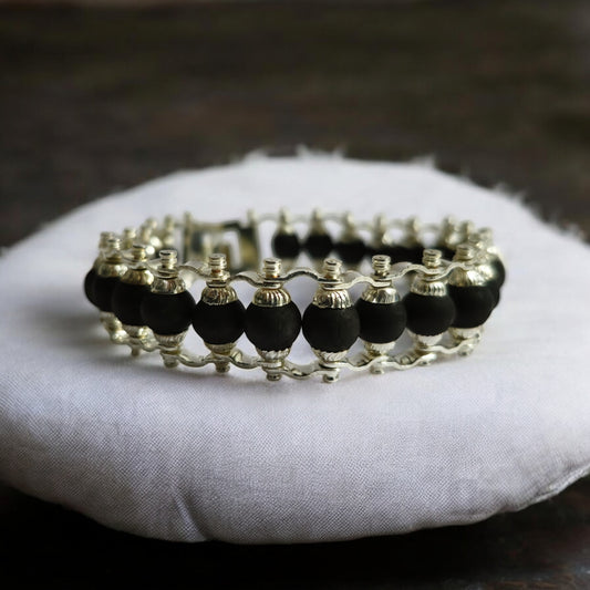 Silver-Plated Karungali Beads Bracelet